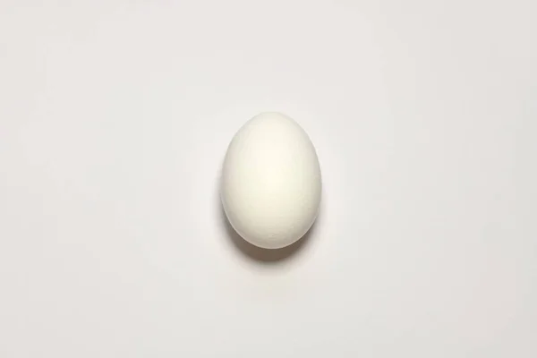 White egg on a light background in the center of the frame. — Stock fotografie