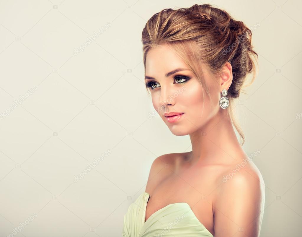 young blond woman with make up