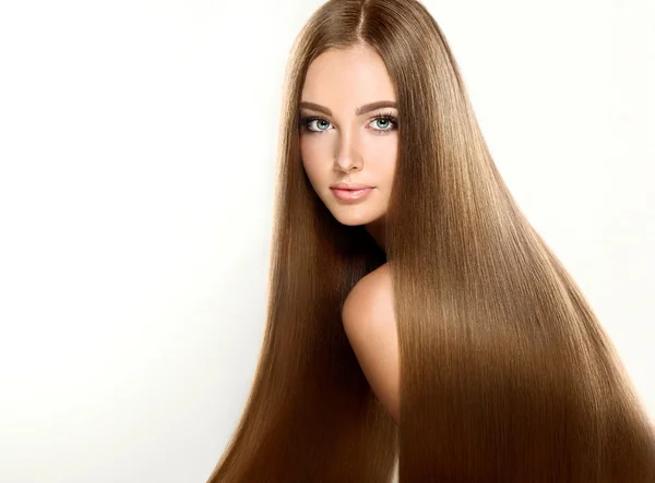 Fille avec brun briller cheveux santé — Photo