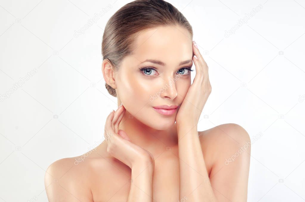  Young Woman with clean fresh skin .