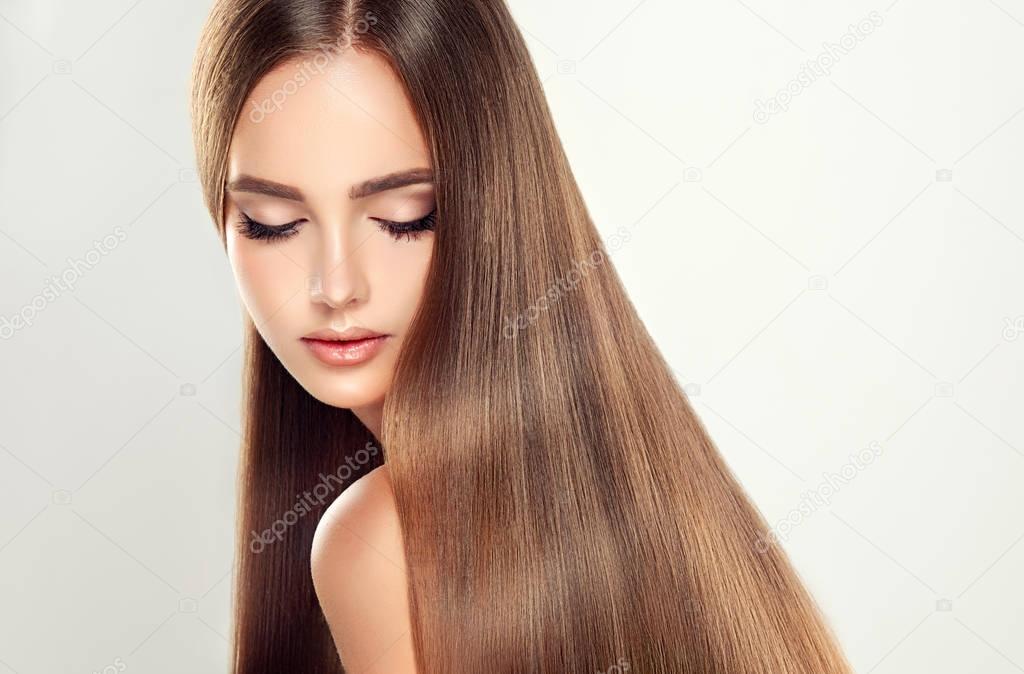  young woman with shiny long hair