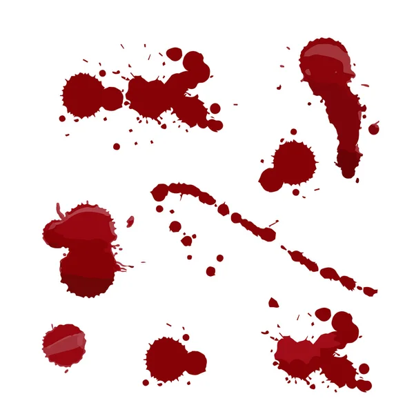 Conjunto de varias salpicaduras de sangre o pintura en el día de Halloween en whit — Archivo Imágenes Vectoriales