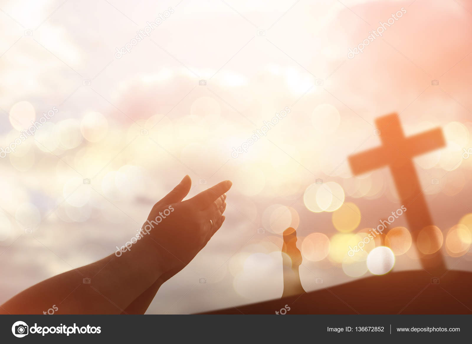 Human hands open palm up worship. Eucharist Therapy Bless God He Stock  Photo by ©artitcom 136672852
