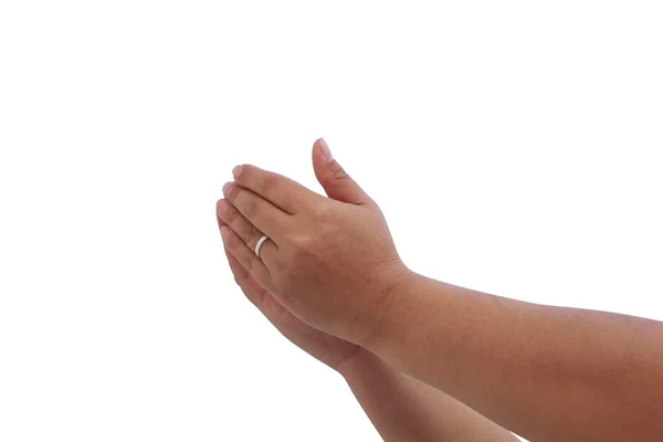 Worship gesture hand against white background. — Stock Photo, Image