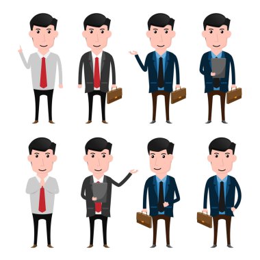 İş adam karakter çeşitli teşkil etmektedir. vektör çizim.