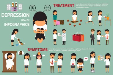 Depresyon belirti ve bulgular Infographic kavramı. umutsuzluk, psyc