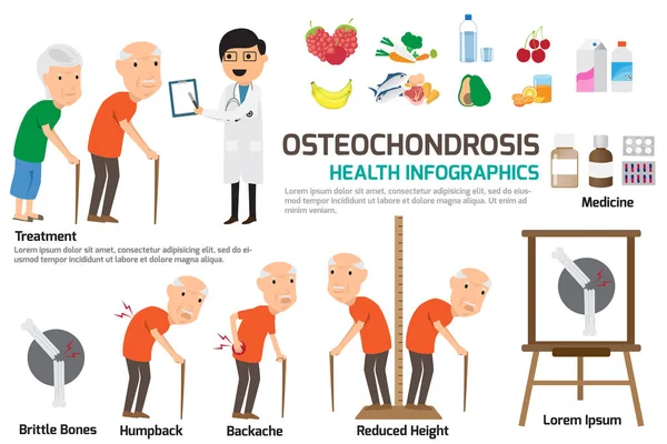 Osteochondrosis Infographics elemet. Eleme az osteochondrosis — Stock Vector