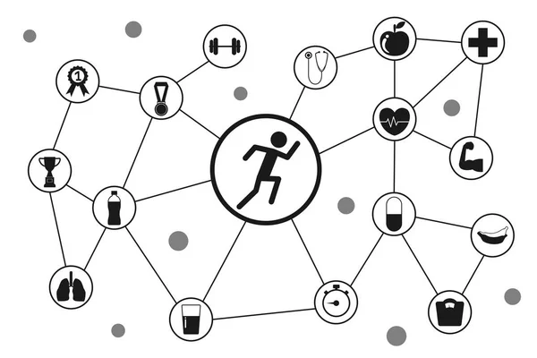 Icône Santé et sport. icône en cours d'exécution avec environ vecteur sain il — Image vectorielle