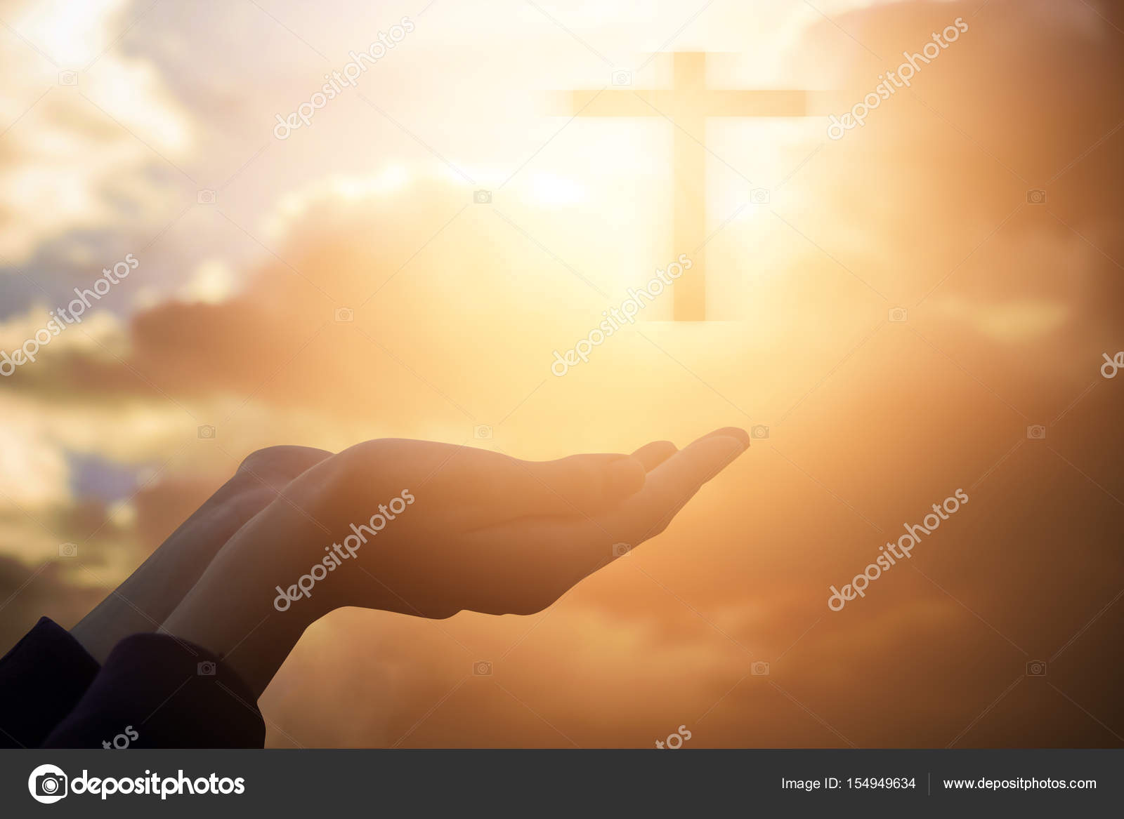 Human hands open palm up worship. Eucharist Therapy Bless God He Stock  Photo by ©artitcom 154949634