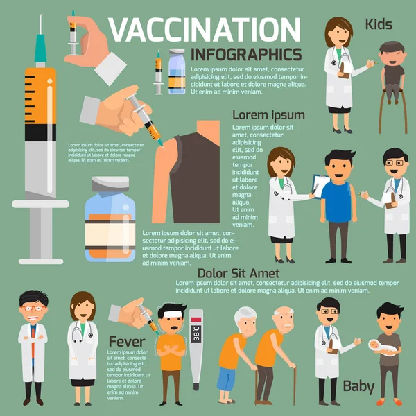 Concetto di vaccinazione infografica. salute e vettore medico illu — Vettoriale Stock