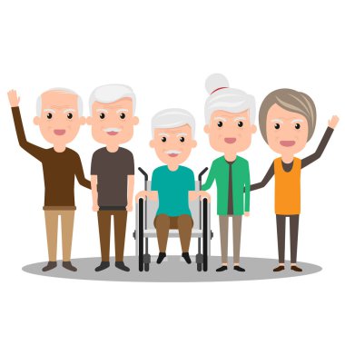 Yaşlı grup insan birlikte hazır. Sağlık karikatür vektör Il