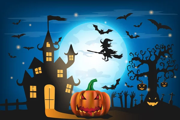 Feliz fundo de Halloween com abóbora e zumbis no máximo —  Vetores de Stock