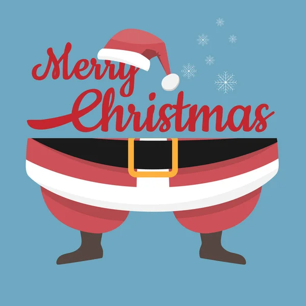 サンタ クロースの足とメリー クリスマス blackground と帽子。地図作成 — ストックベクタ