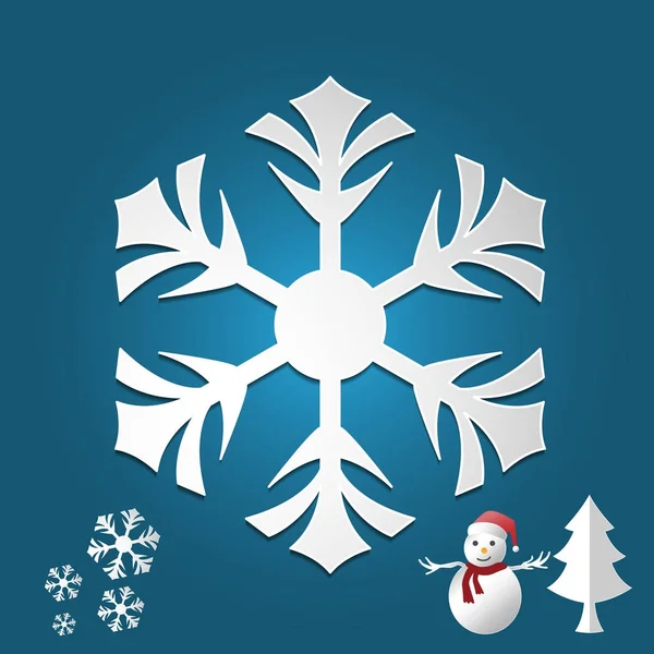 Schneeflockenvektor in Papierkunst und Kunsthandwerk für frohe Weihnachten — Stockvektor