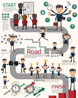 iş istasyonu infographics ile iş yol haritası. iş adamları 