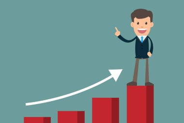 işadamı başarı ayakta gelecekteki arıyorsunuz grafik üzerinde. çizgi film ch