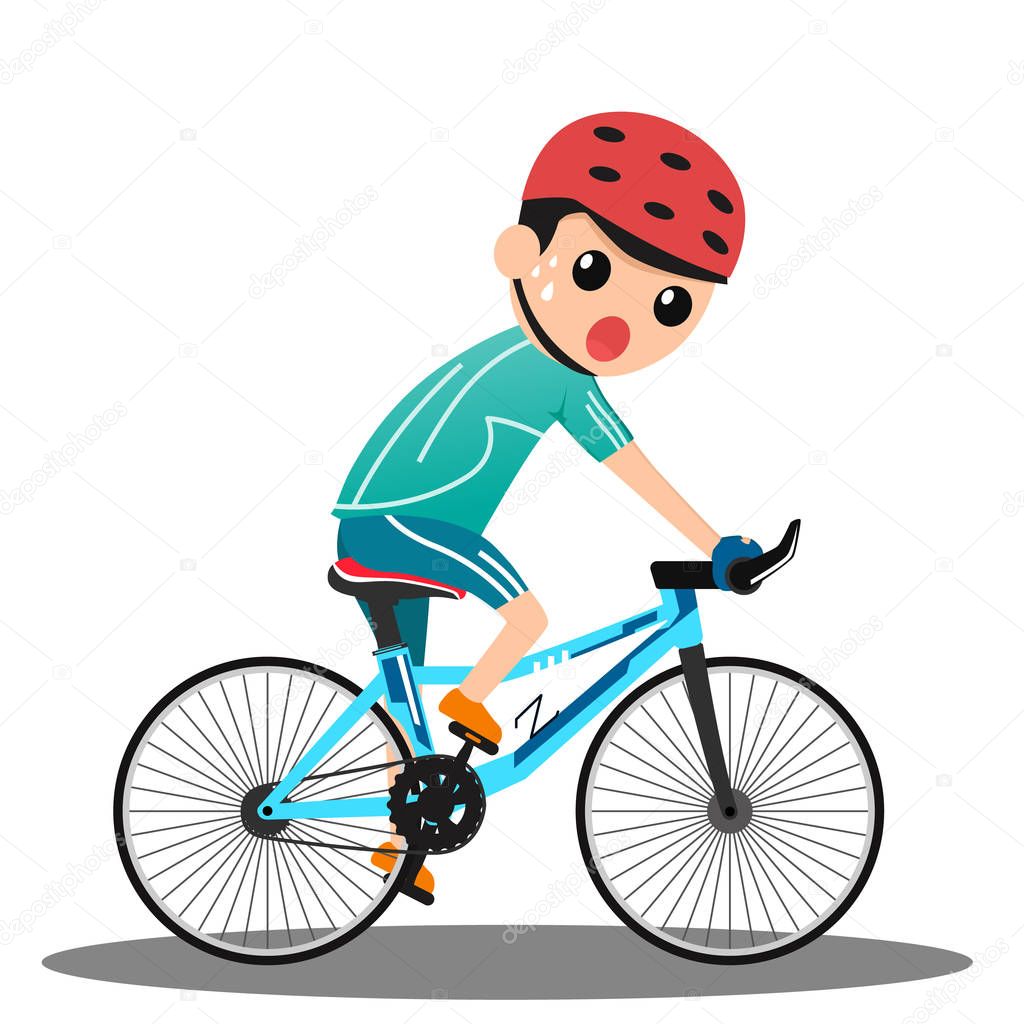 Racing cyclist in action. cartoon man cycling editable vector il