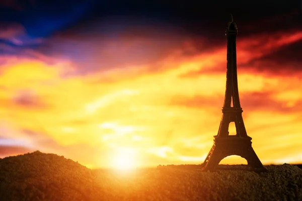 Eiffel tower model at sunset time.
