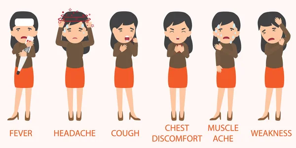 Flu sick symptoms elements. Influenza symptoms infographic. Flat — 스톡 벡터