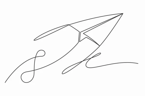 連続シングルラインアートスタイルの分離を描く紙飛行機 — ストックベクタ