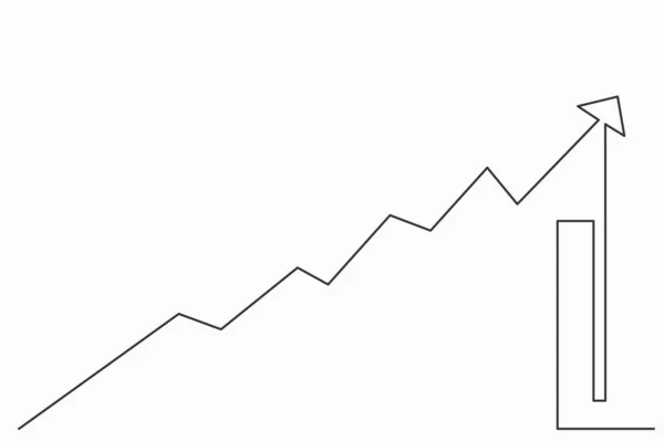Jedna souvislá kresba ikony grafu izolované na bílém hřbetě — Stockový vektor