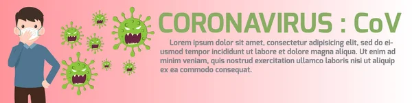 Coronavirus : CoV elements banner, human are showing coronavirus — 스톡 벡터