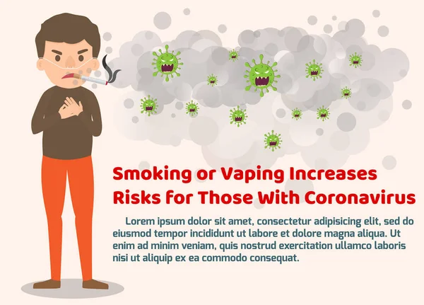 Sigara Vaping Şiddetli Bir Coronavirüs Enfeksiyonunun Riskini Artırabilir Covid Virüs — Stok Vektör