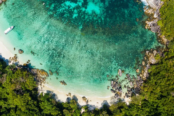 Vue Aérienne Drone Shot Océan Vagues Belle Plage Tropicale Littoral — Photo