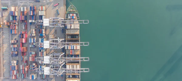 Navio Contêiner Vista Aérea Para Contêiner Carregamento Porto Marítimo Para — Fotografia de Stock