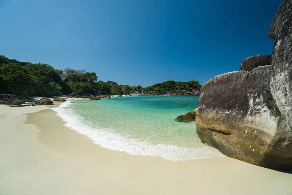 Vagues Océan Belle Plage Tropicale Littoral Rocheux Belle Forêt Nga — Photo