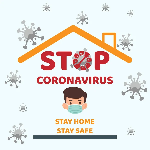 Pobyt Doma Povědomí Sociální Distancování Kampaň Zastavit Coronavirus Nebo Covid — Stockový vektor