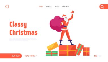 Noel Baba Torbası Hediye Sitesi İniş Sayfası ile. Peder Noel el sallıyor. Kış Mevsimi Tatilleri