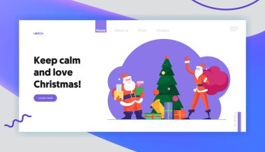 Yeni Yıl Geleneği Web Sitesi İniş Sayfası. Şişko Slim Noel Baba Hediyeleri Noel Gecesinde
