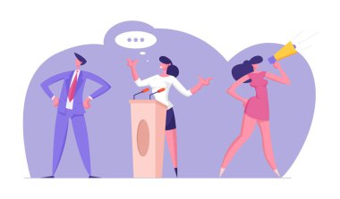 Konuşmadaki Adayla Siyasi Toplantı. Seçim öncesi kampanya, Karakterlerle Oy kullanma, Erkek ve Kadın Seçmenler