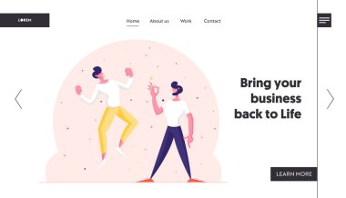 Kazanan İş Adamları ya da Zaferi Kutlayan Dostlar ya da Başarılı Anlaşma Web Sitesi İniş Sayfası. 