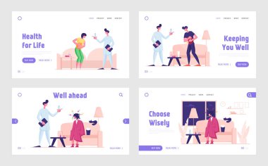 Grip Hastalığı ve Abdominal Ache Sitesi İniş Sayfası Ayarlandı. Gastrointestinal hazımsızlık semptomu. Doktor Evde Ziyaret Hastası İlaç Tedavisi Web Sayfası Afişi. Çizgi film Düz Vektör İllüstrasyonu