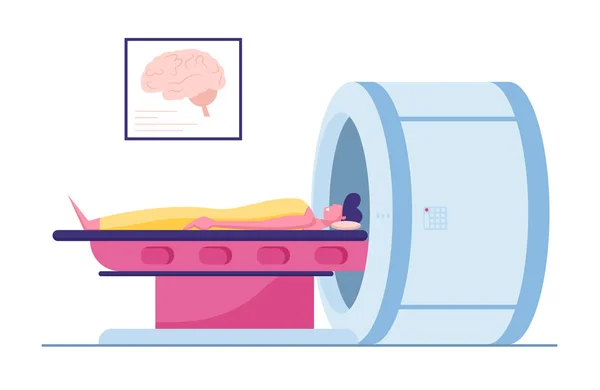 Magnetic Resonance Imaging Digital Technology in Medicine Diagnostic Concept. Medical Health Care, Male Character Patient Lying at Mri Scanner in Clinic or Hospital. Cartoon Flat Vector Illustration