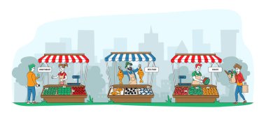 Çiftçiler Taze Meyveler, Sebzeler ve Balıkçılık Ürünlerini Açık Çiftlik Kent Marketindeki Müşterilere Satıyorlar