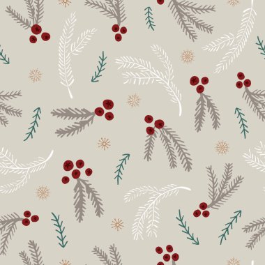 Noel aralıksız desenli kutsal yapraklar, böğürtlen, ladin