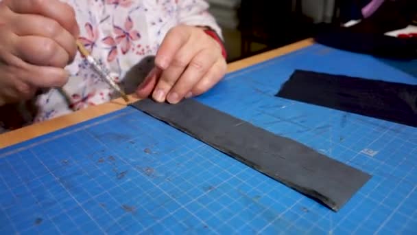 Couture Produits Cuir Bricolage Fait Main Sac Entreprise Artisanat — Video