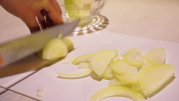 Découpe d'oignon pour salade et viande — Video