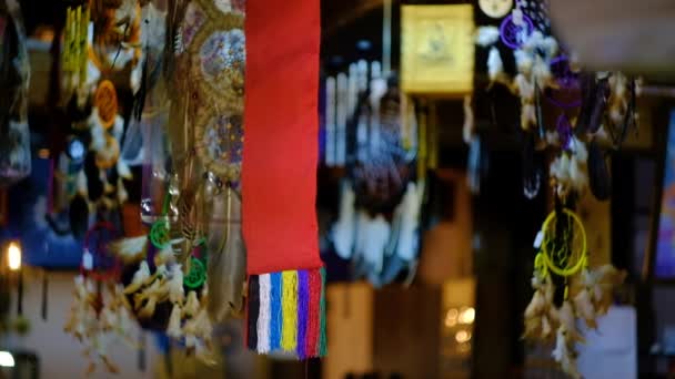 Dream catcher in the amulets shop — Stok video