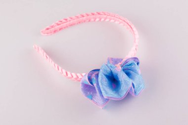 Açık mavi kanzashi saç halkası