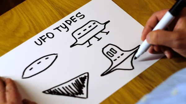 Bir adam hayatında gördüğü çeşitli UFO 'ları ve uzaylıları çizer..