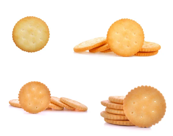 Cracker Auf Weißem Hintergrund Snack Zur Mahlzeit Vorspeise — Stockfoto