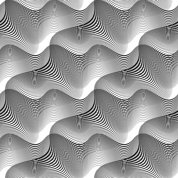 Conception sans couture motif d'ondulation monochrome — Image vectorielle