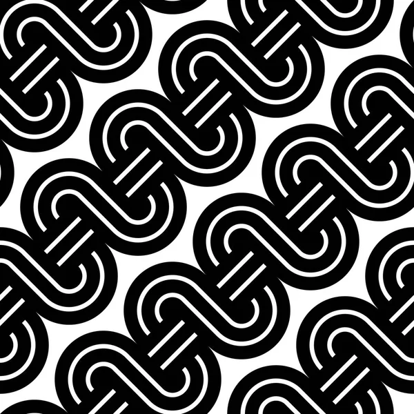 Design varrat nélküli fekete-fehér hullámzó mintát — Stock Vector