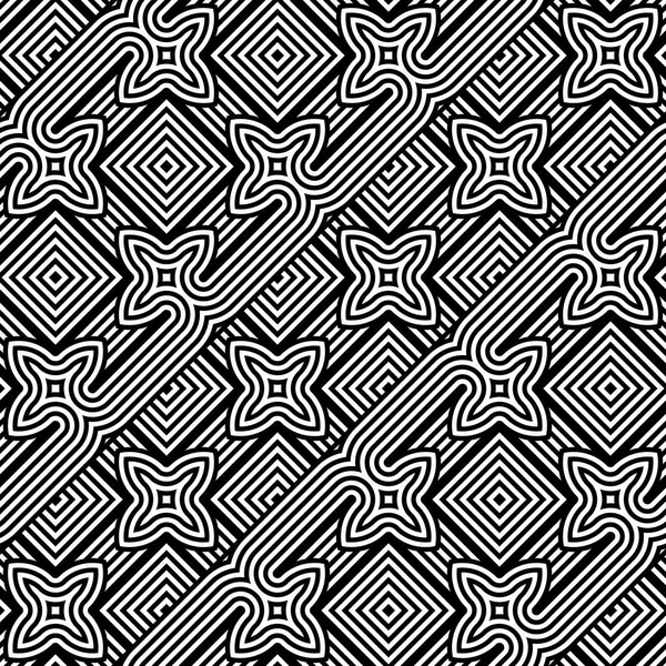 Diseño inconsútil patrón geométrico monocromo — Vector de stock