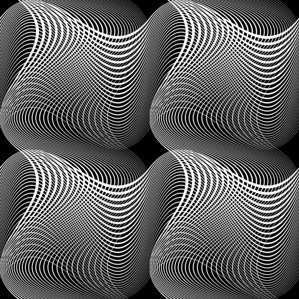 Design seamless monochrome waving pattern — Stock Vector