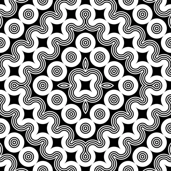 Diseño inconsútil patrón geométrico monocromo — Vector de stock